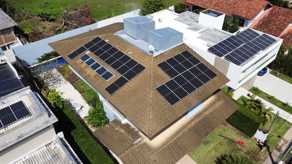 Painéis solares em residência